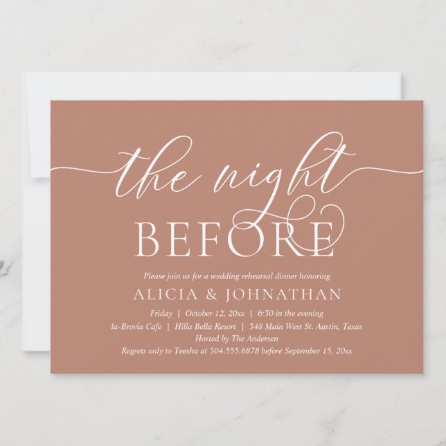 The Night Before, Modern Wedding Rehearsal Dinner Invitation (Front)