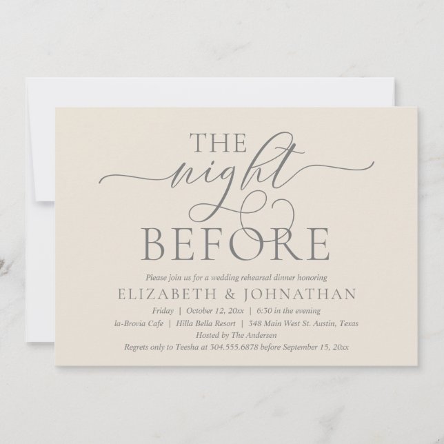 The Night Before, Modern Wedding Rehearsal Dinner  Invitation (Front)