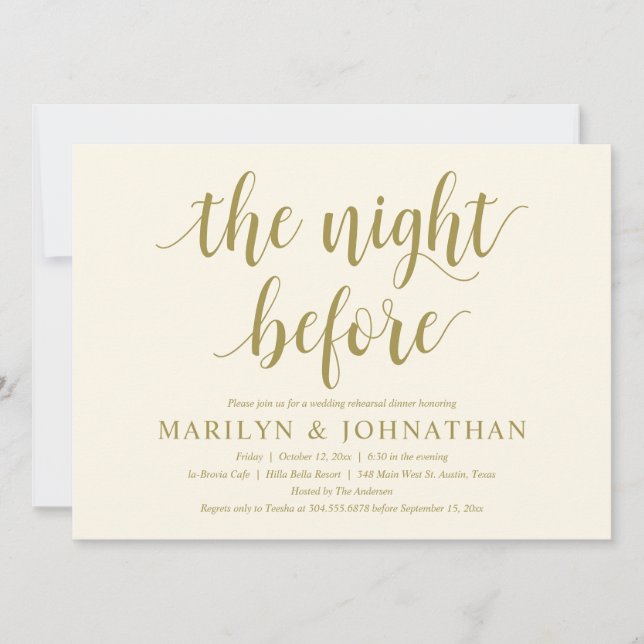 The Night Before, Modern Wedding Rehearsal Dinner Invitation (Front)