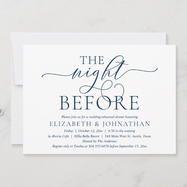 The Night Before, Modern Wedding Rehearsal Dinner  Invitation (Front)
