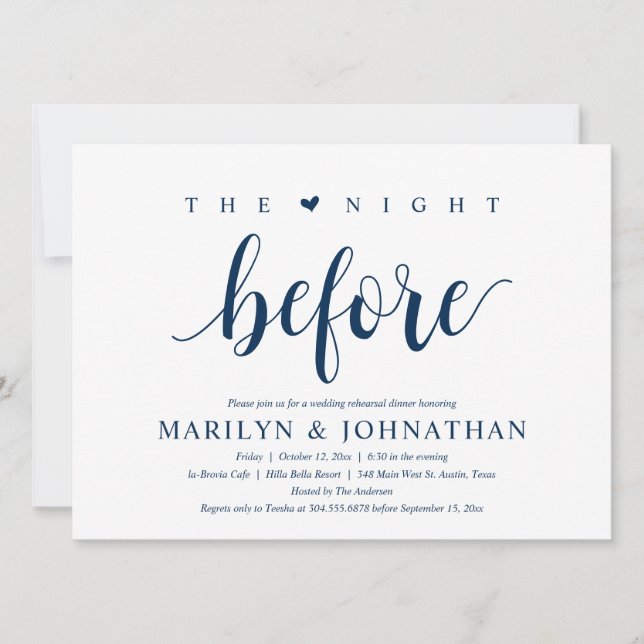 The Night Before, Modern Wedding Rehearsal Dinner Invitation (Front)