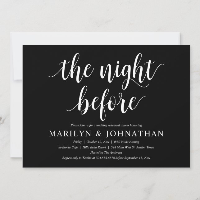 The Night Before, Modern Wedding Rehearsal Dinner Invitation (Front)