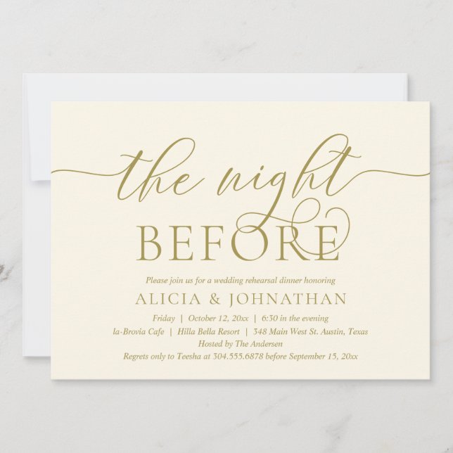 The Night Before, Modern Wedding Rehearsal Dinner Invitation (Front)