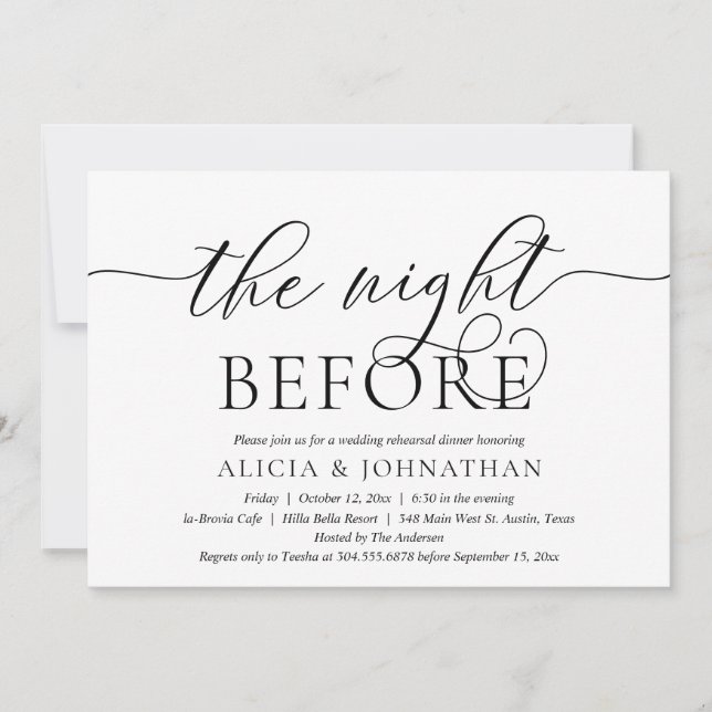The Night Before, Modern Wedding Rehearsal Dinner Invitation (Front)