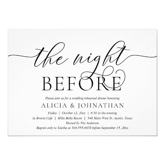 The Night Before, Modern Wedding Rehearsal Dinner Invitation | Zazzle.co.uk