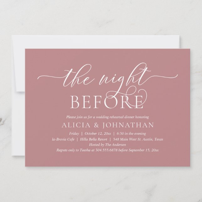 The Night Before, Modern Wedding Rehearsal Dinner Invitation (Front)