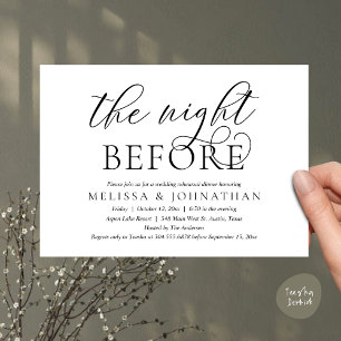 The Night Before, Modern Wedding Rehearsal Dinner  Invitation