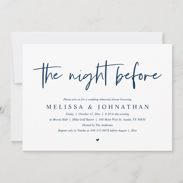 The Night Before, Modern Wedding Rehearsal Dinner Invitation (Front)