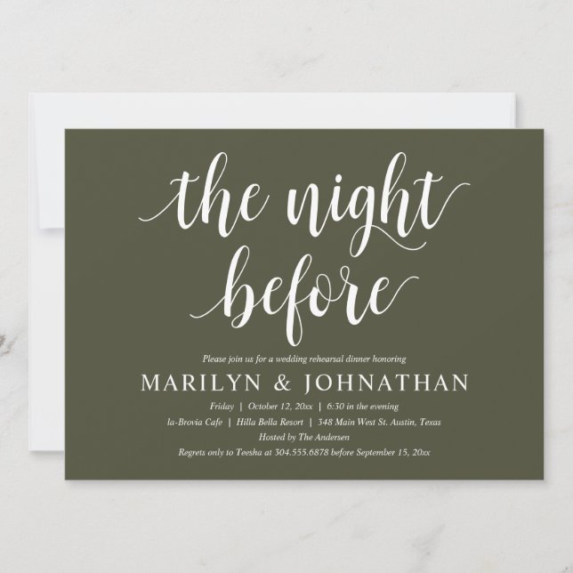 The Night Before, Modern Wedding Rehearsal Dinner Invitation (Front)