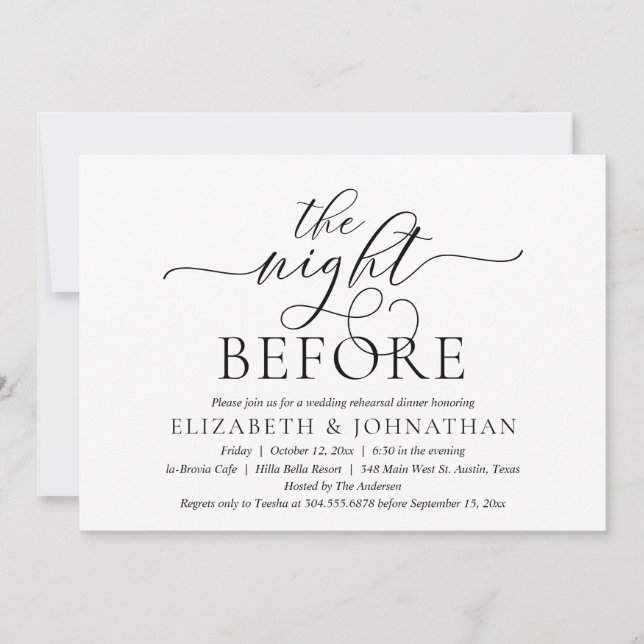The Night Before, Modern Wedding Rehearsal Dinner Invitation (Front)