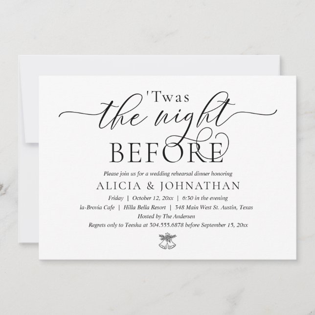 The Night Before, Modern Wedding Rehearsal Dinner Invitation (Front)