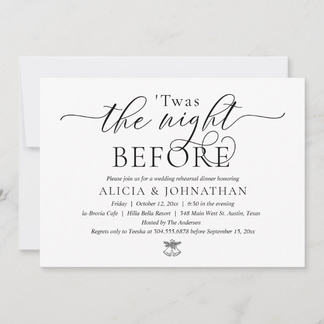 The Night Before, Modern Wedding Rehearsal Dinner Invitation (Front)