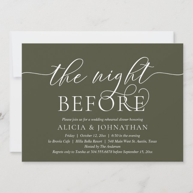 The Night Before, Modern Wedding Rehearsal Dinner Invitation (Front)