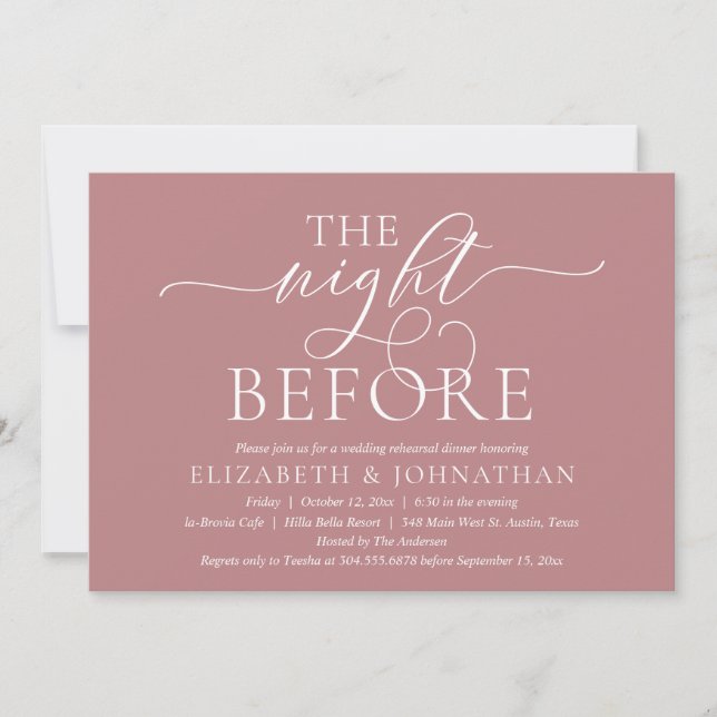 The Night Before, Modern Wedding Rehearsal Dinner  Invitation (Front)