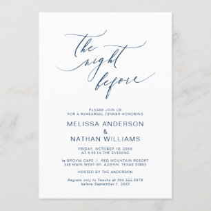 The Night Before, Navy Blue, Rehearsal Dinner Invitation
