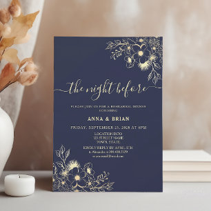 The Night Before Navy Blue Rehearsal Dinner  Invitation