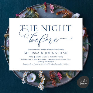 The Night Before, Navy Blue, Rehearsal Dinner Invitation