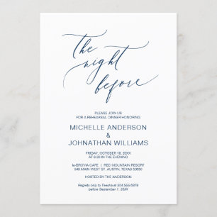 The Night Before, Navy Blue, Rehearsal Dinner Invitation