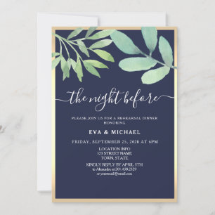 The Night Before Navy Blue Rehearsal Dinner Invitation