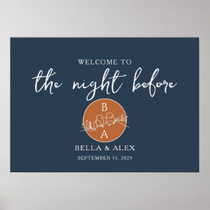 The Night Before Navy Blue Rehearsal Dinner Poster