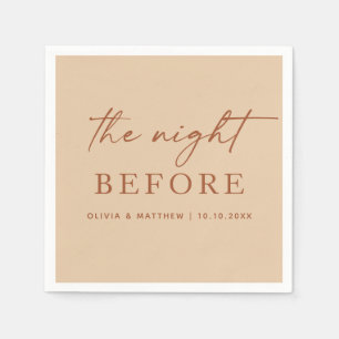 The Night Before Peach Sand Rehearsal Dinner Napkin