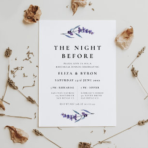 The Night Before Rehearsal Dinner Elegant Lavender Invitation