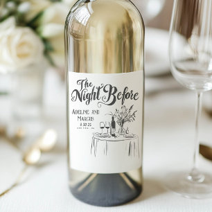 The Night Before Rehearsal Dinner Funky Hand Drawn Wine Label