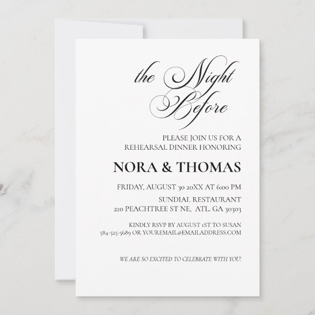 The Night Before Rehearsal Dinner Invitation (Front)