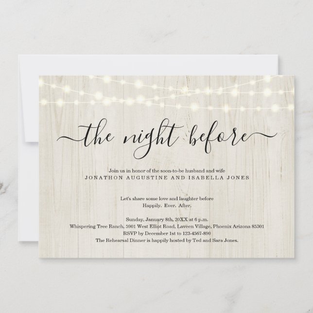 The Night Before Rehearsal Dinner Invitation (Front)