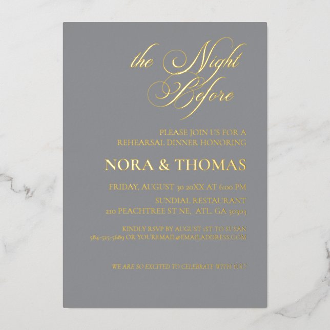The Night Before Rehearsal Dinner Invitation Grey (Front)