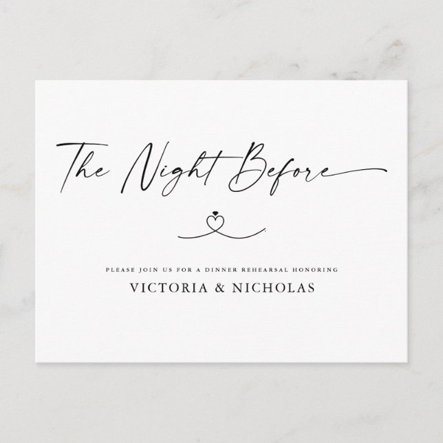The Night Before Rehearsal Dinner Invitation Postcard (Front)