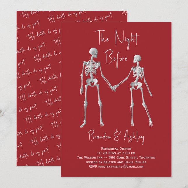 The Night Before Rehearsal Dinner Invitation Red (Front/Back)
