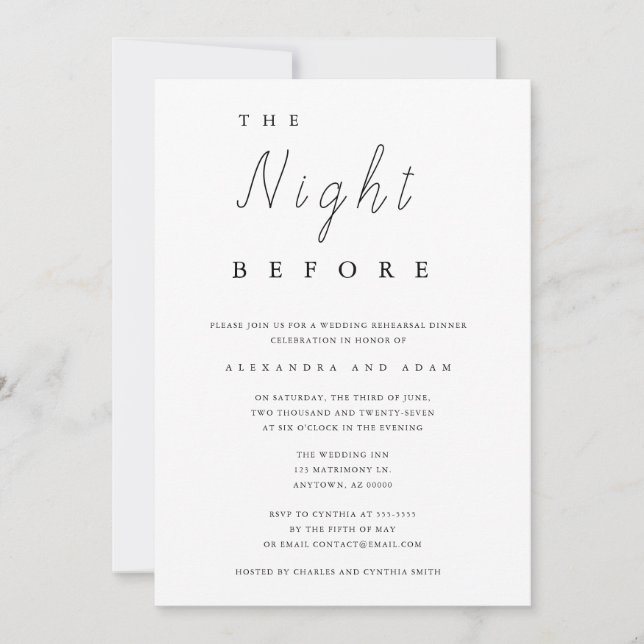 The Night Before Rehearsal Dinner Invitations (Front)