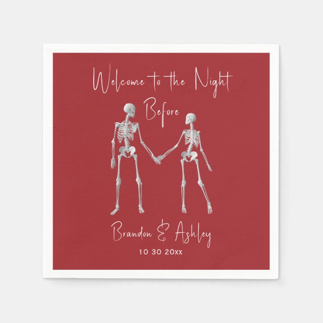 The Night Before Rehearsal Dinner Napkins Red (Front)