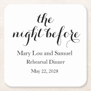 The Night Before Rehearsal Dinner Paper Coasters