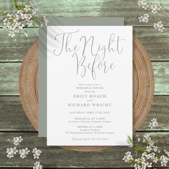 The Night Before Rehearsal Dinner Sage Green Invitation (The Night Before Rehearsal Dinner Sage Green Invitation)