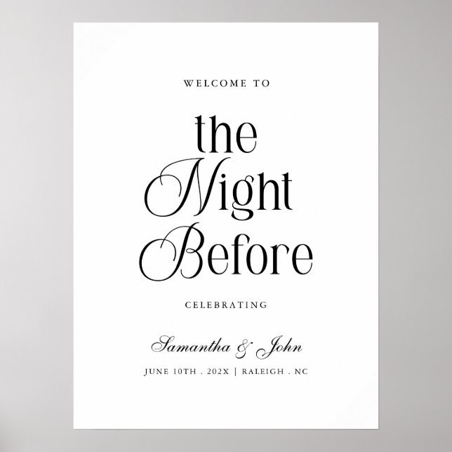 The Night Before Rehearsal Dinner Welcome Sign (Front)