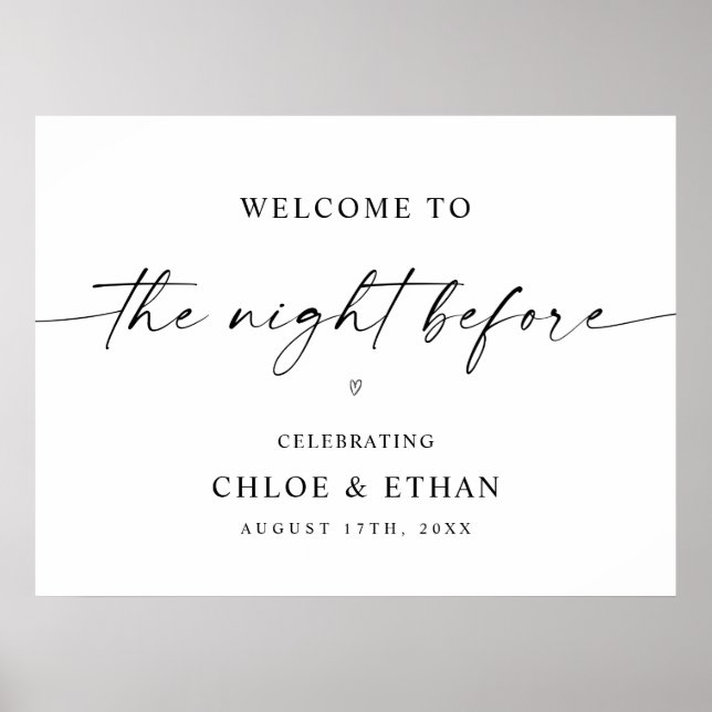 The Night Before Rehearsal Dinner Welcome Sign (Front)