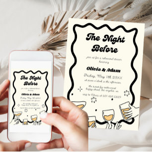 The Night Before Retro Wavy Rehearsal Dinner  Invitation