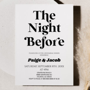 The Night Before Retro Wedding Rehearsal Dinner Invitation