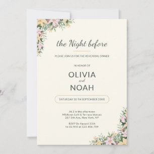 The night before-Romantic Floral Rehearsal Dinner Invitation