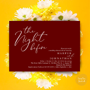 The Night Before Romantic Wedding Rehearsal Dinner Invitation