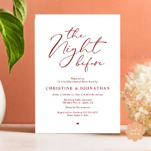The Night Before Romantic Wedding Rehearsal Dinner Invitation
