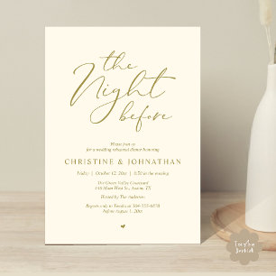 The Night Before Romantic Wedding Rehearsal Dinner Invitation