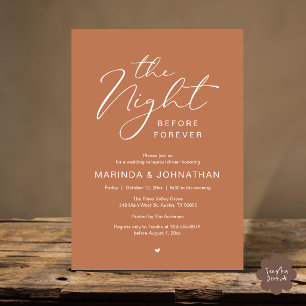 The Night Before Romantic Wedding Rehearsal Dinner Invitation