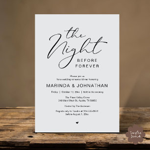The Night Before Romantic Wedding Rehearsal Dinner Invitation