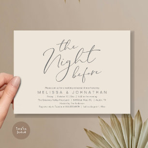 The Night Before Romantic Wedding Rehearsal Dinner Invitation