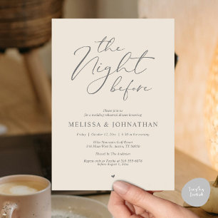 The Night Before Romantic Wedding Rehearsal Dinner Invitation