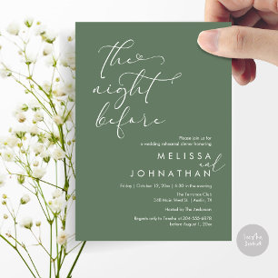 The Night Before Romantic Wedding Rehearsal Dinner Invitation