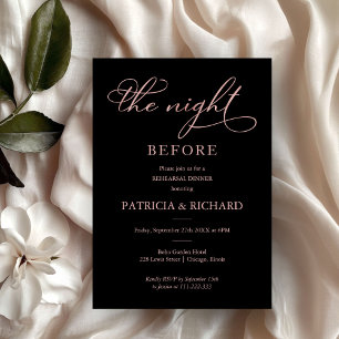 The Night Before Rose Gold Foil Rehearsal Dinner Invitation